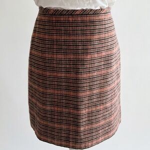 Talbots Wool Blend Mini Skirt Size 6P Tan Multicolor Houndstooth Petite EUC